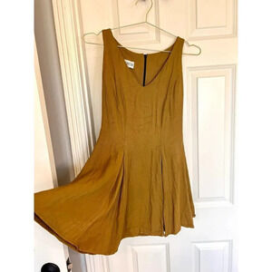 Rare Vintage French connection mustard yellow fit & flair dress size small 90’s